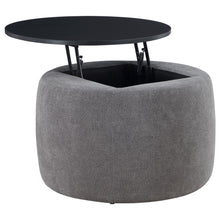 Load image into Gallery viewer, Reeves - Round Upholstered Lift Top Storage Ottoman - Gray