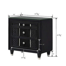 Load image into Gallery viewer, 1 Piece Nightstand Upholstery Textured Look Luxurious Feel Drawer Fronts Crystal Style Knobs - Black