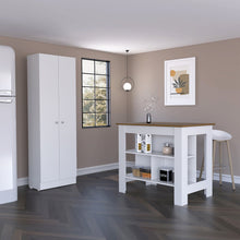 Load image into Gallery viewer, Wood Flat Door Kitchen Island Set With Storage (492018) - Brown / White