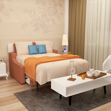 Load image into Gallery viewer, Morden Deisgn Vertical Murphy Bed With Sofa For Bedroom Or Guestroom White Wall Bed Space Saving Hidden Bed With New Style Gas Struts - Orange