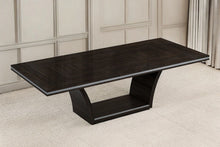 Load image into Gallery viewer, 98" Solid Wood Self-Storing Leaf Pedestal Base Dining Table - Dark Brown