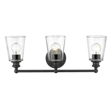 Load image into Gallery viewer, Three Light Glass Shade Wall Sconce - Matte Black