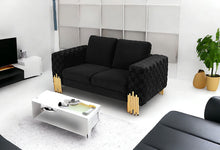 Load image into Gallery viewer, Stylish Velvet Accent Loveseat - Black / Gold
