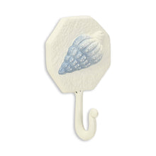 Load image into Gallery viewer, 4" Cast Iron Conch Shell Wall Hook - Blue / Cream