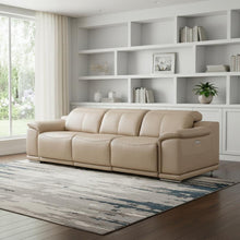 Load image into Gallery viewer, Leather Reclining Stainless Steel USB Sofa - Beige