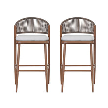Load image into Gallery viewer, Outdoor Bar Height Metal Frame Counter Stools With Scallop Shaped Backrest & Water Resistant Cushions