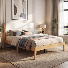 Load image into Gallery viewer, Platform Bed Frame With Upholstered Headboard, Slat Support