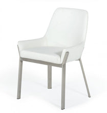 Load image into Gallery viewer, Upholstered In Faux Leather Dining Arm Chair - White