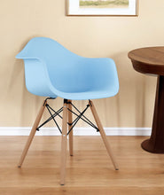 Load image into Gallery viewer, Heavy Duty Plastic Solid Wood Dining Arm Chair - Blue