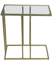 Load image into Gallery viewer, 26" Clear And Glass And Iron Frame End Table - Antiqued Gold
