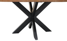 Load image into Gallery viewer, 72" Rounded Solid Wood And Iron Pedestal Base Dining Table - Natural / Brown