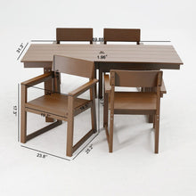 Load image into Gallery viewer, 5 Piece Outdoor Dining Set For 4, Patio Table With Umbrella Hole And 4 Armrest Chairs For Backyard, Lawn, Deck, Or Poolside - Brown