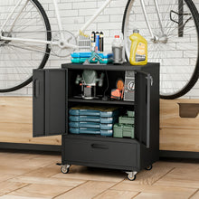 Load image into Gallery viewer, Mobile Tool Cart With Lockable Casters, Heavy-Duty Storage Organizer - Black