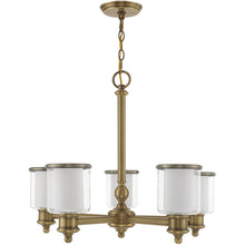 Load image into Gallery viewer, 21'' Five Light Dimmable Chandelier With Shades - Antiqued Brass