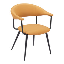 Load image into Gallery viewer, Upholstered Faux Leather Open Back Dining Arm Chair - Brown