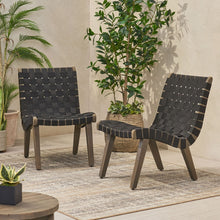 Load image into Gallery viewer, Lounge Chair With Stunning Rope Weave Design, (Set of 2) - Black