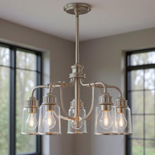 Load image into Gallery viewer, 21'' Five Light Dimmable Chandelier With Shades - Nickel