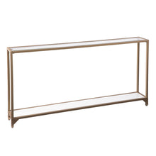 Load image into Gallery viewer, 56" Glass Mirrored Frame Console Table With Shelves - Clear / Gold