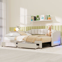 Load image into Gallery viewer, Extendable Daybed With LED Light And 2 Storage Drawers