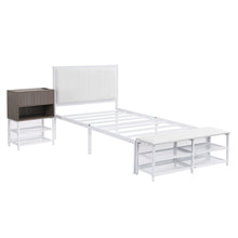 Load image into Gallery viewer, Platform Bed With 2 Tier Storage Shelves, Storage Cabinet