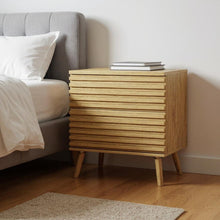 Load image into Gallery viewer, Solid Wood Ribbed Texture Two Drawer Nightstand - Natural