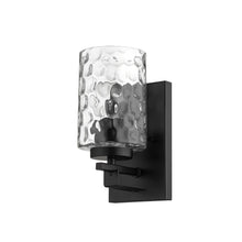 Load image into Gallery viewer, Metal And Pebbled Glass Wall Sconce - Black
