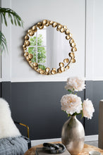 Load image into Gallery viewer, Round Metal Wall Mirror With en Leaf Accents, Modern Decor Mirror For Living Room Entryway Hallway - Gold