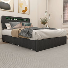 Load image into Gallery viewer, Bed With USB Charging Station, LED Lights, Headboard & Storage Drawers