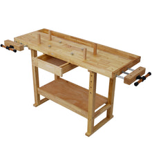 Load image into Gallery viewer, 55" Wood Workbench For Garage Workshop And Home - Natural