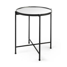 Load image into Gallery viewer, Mirrored Glass Iron Round End Table - Silver / Black