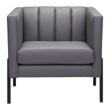 Load image into Gallery viewer, Faux Leather Club Chair - Light Gray And Black