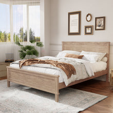 Load image into Gallery viewer, Mid-Century Platform Bed With Headboard And Slat Support, No Box Spring Needed
