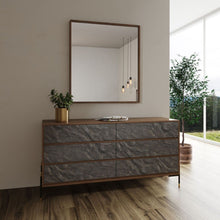 Load image into Gallery viewer, Faux Marble Wood Six Drawer Double Dresser - Walnut And Gray