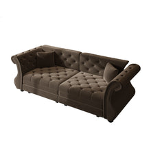 Load image into Gallery viewer, Oversized Chesterfield Pull Out Sofa Bed, Roll Arm Couch With Flower Tufting For Living Room