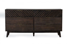 Load image into Gallery viewer, Solid Six Drawer Double Dresser - Dark Brown