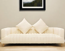 Load image into Gallery viewer, Velvet Sofa And Toss Pillows With Gold Legs - Ivory