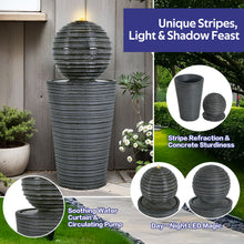 Load image into Gallery viewer, 31.5" Tall Striped Column Fountain With LED Light Design For Outdoor Spaces - Gray