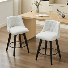 Load image into Gallery viewer, Swivel Bar Stools & Button Tufted Back (Set of 2)