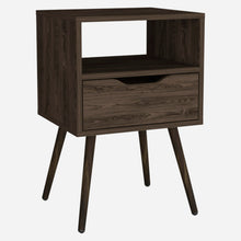 Load image into Gallery viewer, 25" One Drawer Faux Wood Nightstand - Brown