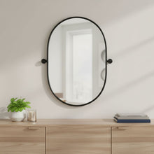 Load image into Gallery viewer, 32" Aluminum Oval Adjustable Tilting Framed Accent Mirror - Black