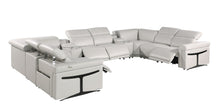 Load image into Gallery viewer, Italian Leather Power Reclining U Shaped Ten Piece Corner Sectional With Console - Light Gray