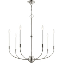 Load image into Gallery viewer, 30" Seven Light Dimmable Chandelier With Shades - Nickel
