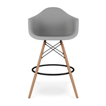 Load image into Gallery viewer, Heavy Duty Plastic And Solid Wood Low Back Counter Height Bar Chair - Gray And Brown