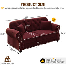 Load image into Gallery viewer, Upholstered Chesterfield Sofa With Nailhead Trim And Rolled Armrests