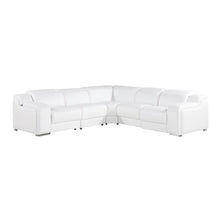Load image into Gallery viewer, Italian Leather Power Reclining L Shaped Five Piece Corner Sectional - White