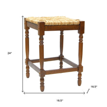 Load image into Gallery viewer, Backless Counter Height Bar Chair With Footrest 24" - Natural and Brown