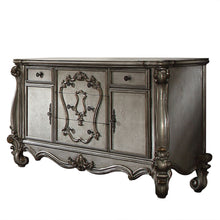 Load image into Gallery viewer, 70" Carved Scrollwork Wood And Polyresin Five Drawer Triple Dresser - Platinum