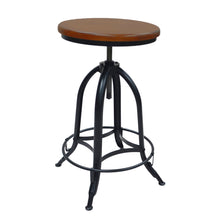 Load image into Gallery viewer, Swivel Backless Adjustable Height Bar Chair With Footrest 30" - Chestnut And Black