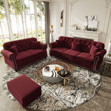 Load image into Gallery viewer, Upholstered Sofa Set With Nailhead Trim And Rolled Armrests, Includes Pillows