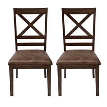 Load image into Gallery viewer, Country Style Dining Chairs (Set of 2) With Cross Back Design - Brown
